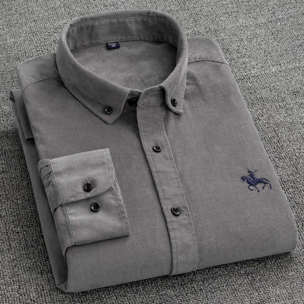 Men's Vintage Corduroy Long Sleeve Shirt - Pure Cotton Business Casual