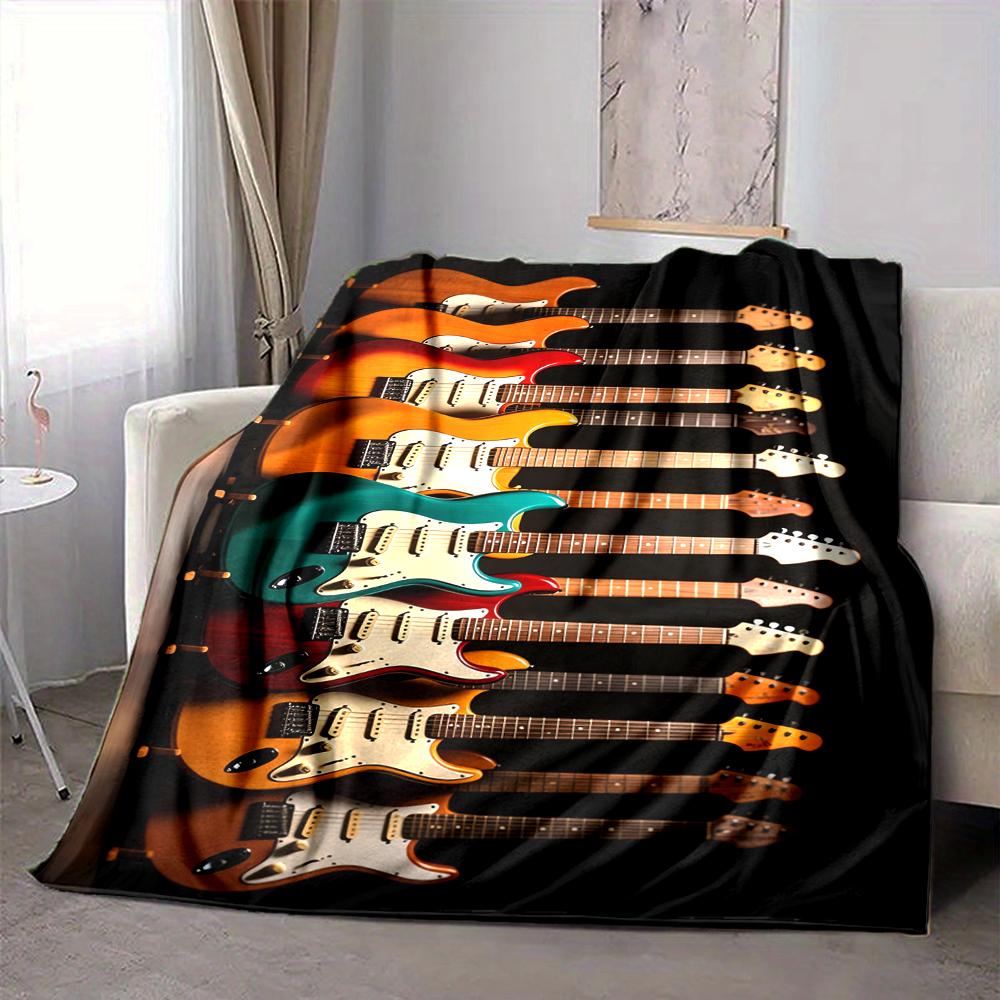 1Pc Guitar Collection Showcase Blanket Soft And Comfortable Casual Warm Camping Travel Christmas Halloween Xmas Gift M928493
