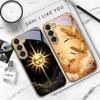 Mysterious Black Cat For Samsung Galaxy S26 S20 FE S21 S22 S23 Plus S24 Ultra S25Ultra S21+  S22Plus Golden Glass Phone Case