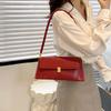 Farcauo Women's Small Pouch Vintage Shoulder Bag, PU Leather Tote Handbag, Red, Y2K Bag, Zippered Shoulder Pouch