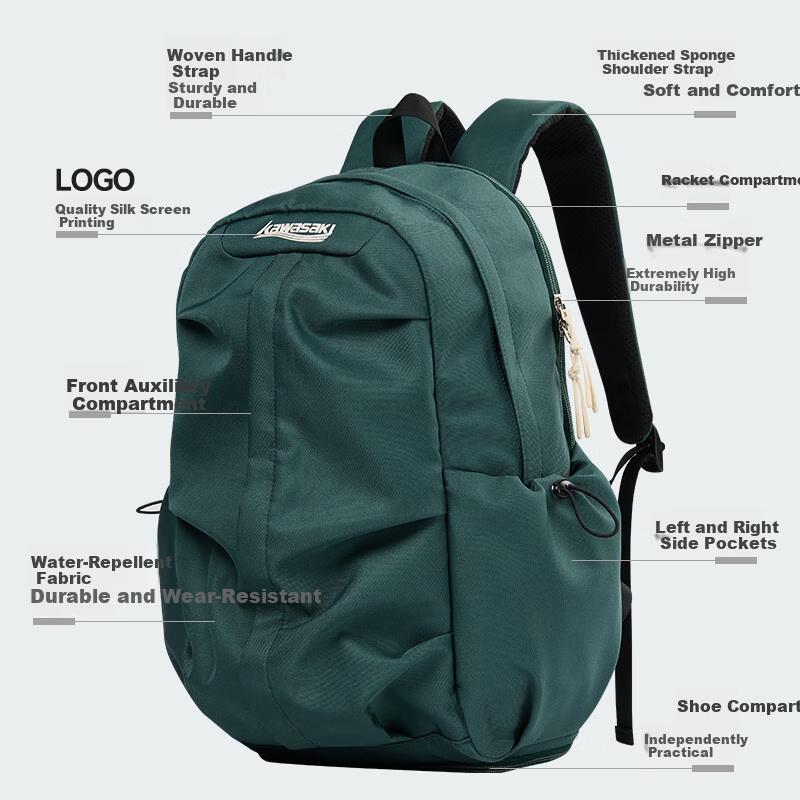 Kawasaki Badminton Bag, Boundless Retro Backpack, Multifunctional Bag with Separate Shoe Compartment, Sports Backpack C8239, Purple