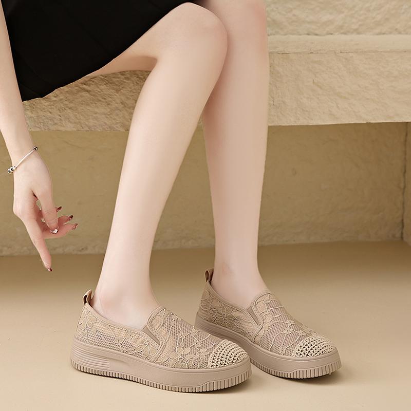 Fashion CRLAYDK Women's Penny Loafers Lace Jacquard Driving Moccasins Casual Slip On Comfort Ladies Walking Flat Breathable Boat Shoes