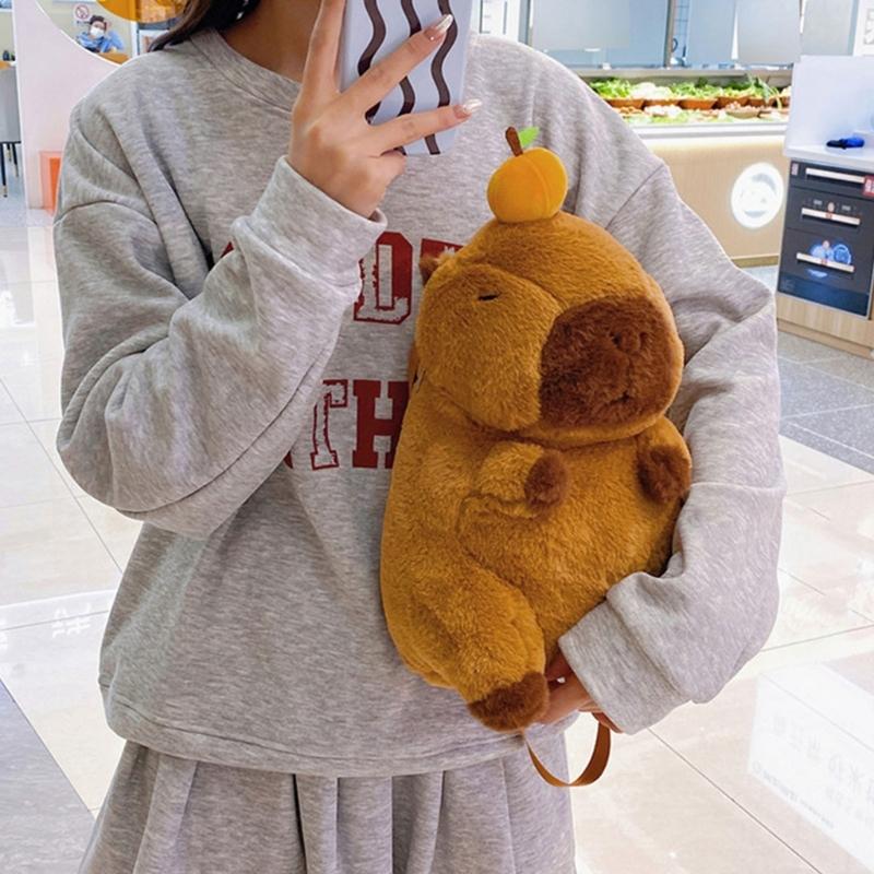 Kreativer Capybara Plüsch Rucksack Niedliche Umhängetasche Für Kinder Teenager Und Erwachsene Weiche Crossbody Taschen Schultasche Geschenk