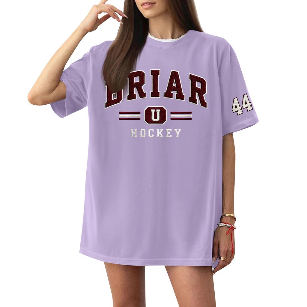 Women Casual Short Sleeve T Shirt Letter Print Loose Fit Crew Neck Cotton Blend Lightweight Tee Top for Everyday Wear