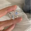 Süße und Coole Blaue Blumenringe Geometrische Feine Verstellbare Silberringe Party Geburtstagsgeschenk Damenschmuck Wassertropfen Offener Ring