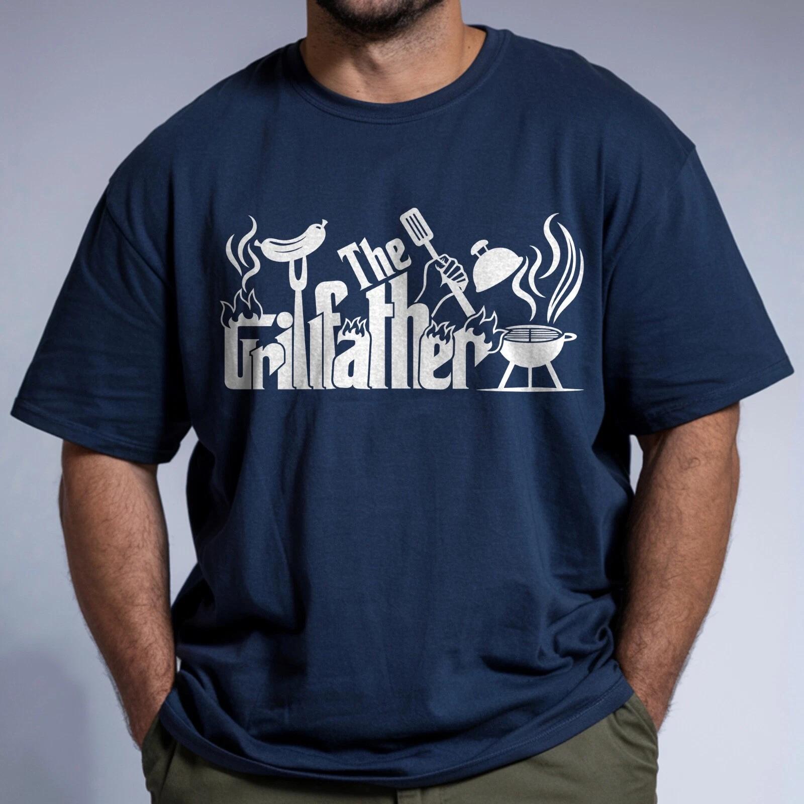 The Grillfather T-Shirt – Funny BBQ Dad Gift for Grill Masters & Fathers Day L