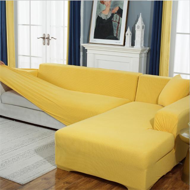

Чехол на диван для гостиной, толстый эластичный флисовый чехол для дивана, кресла, L-образный угловой чехол для дивана Medium(145-185cm)1pc жёлтый