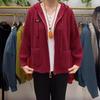 Autumn and Winter Hooded Zipper Knitted Top Sweater Cardigan Jacket for Women Middle-aged and Elderly Mothers