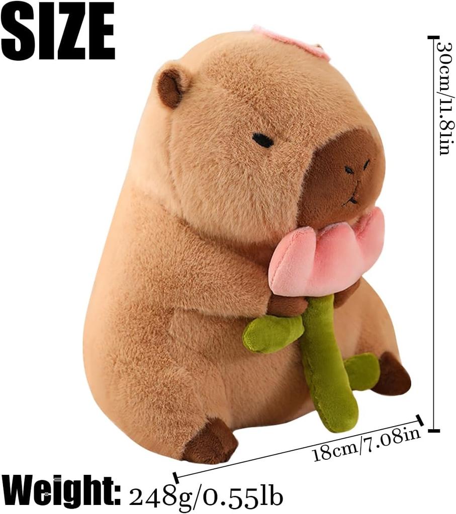 Capybara Plush Toy, Cute Stuffed Animals Kawaii Capibara Plush Pillow Christmas Birthday Easter Valentine's Day Gift for Kids Boys Girls 12"
