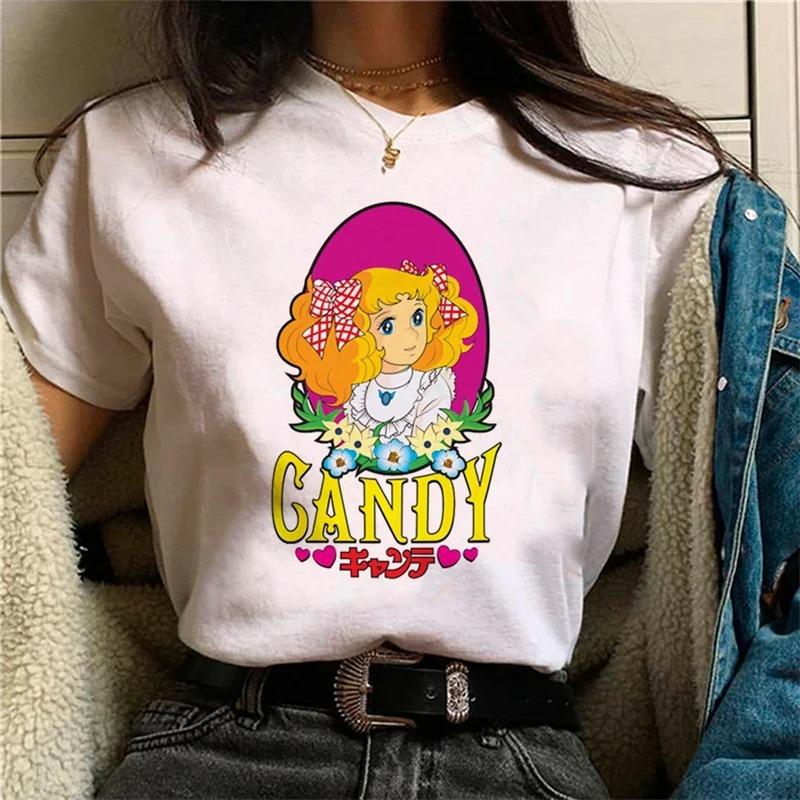 Candy Cartoon Print Streetwear T-shirt Harajuku Clothes Fashion Girls T Shirt Short Sleeve Summer Tee Casual Female O-Neck Top