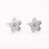 304 Stainless Steel Five-Petal Flower Earrings with Cubic Zirconia