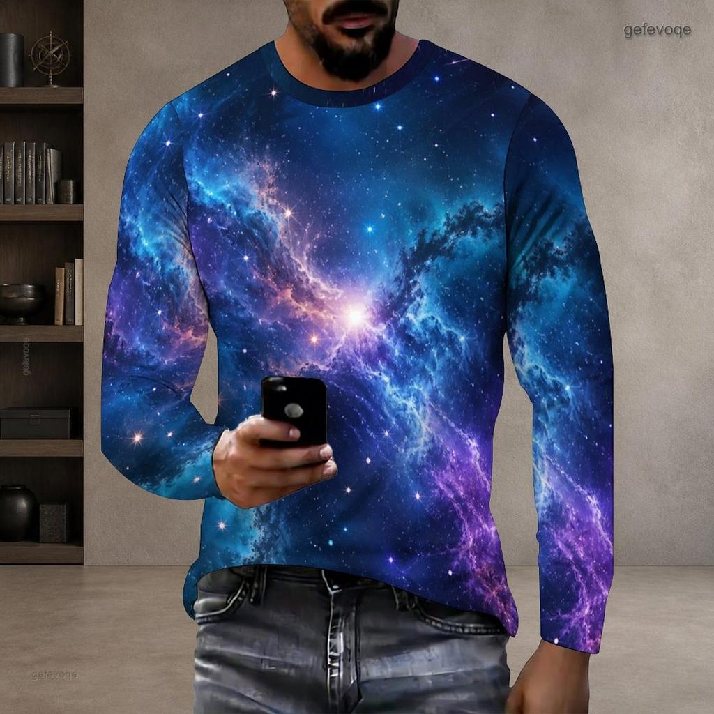 Men Plus Size Crew Neck Long Sleeve Shirt Black Gothic Skull Cross Lion Graphic Casual Street Style Top