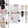 Stylish 2pcs/set Winter Sexy Womens Sweater Dress Bodycon Crop Top And Skirt Set