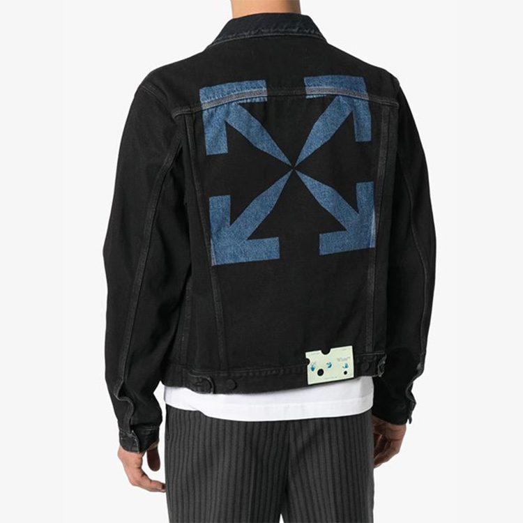 Giacca di jeans OFF WHITE con stencil frecce OMYE054E20DEN0031049