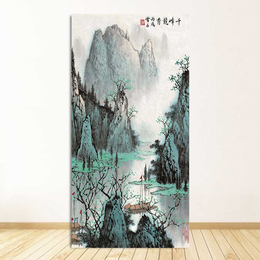 Classic Chinese Ink painting Landscapes Large Size Wall Picture For Living Room Home Decor-7 Huge Size Canvas Print Painting,
