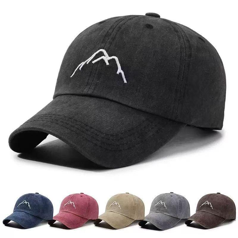 Unisex Distressed Embroidered Cotton Baseball Cap with Soft Brim for Sun Protection