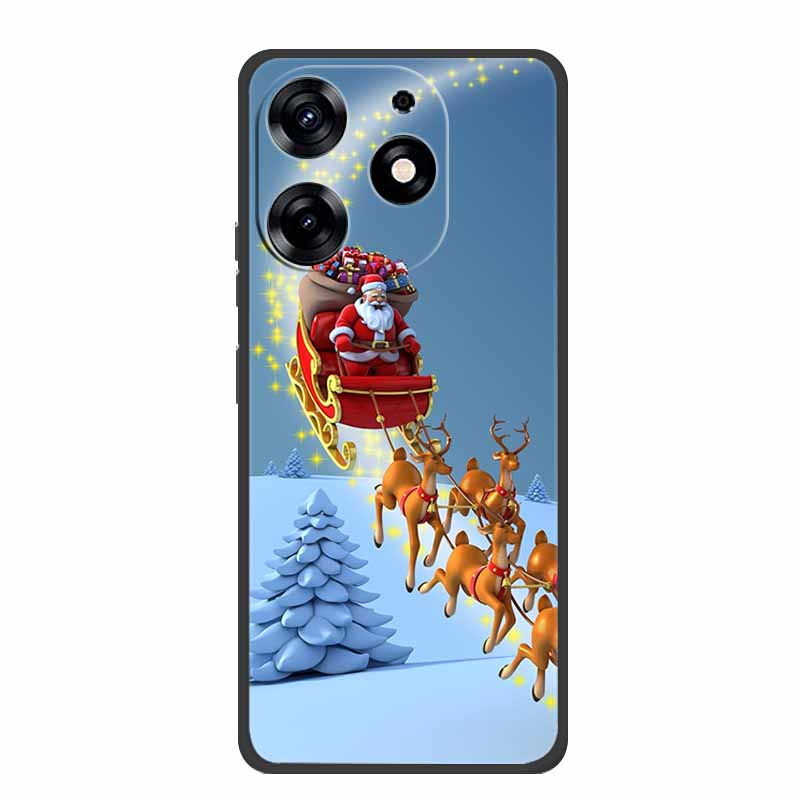 For Tecno Spark Go 2024 Case Merry Christmas Xmas Black Silicon Soft Back Cover Case For Tecno Spark 10 Pro 10C Pop 8 Phone Case