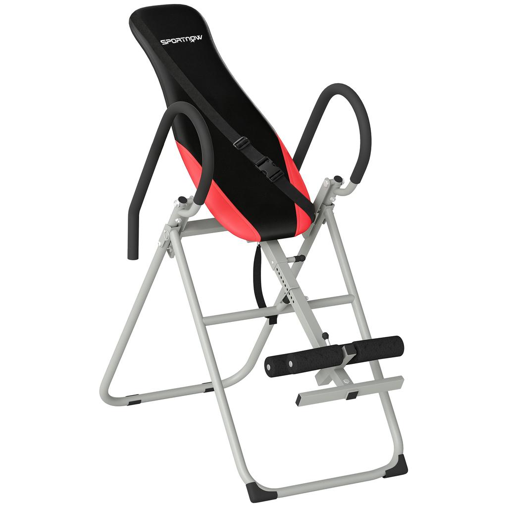 Inversion Table, Folding Steel, 0-90, Adjustable Peg Lock, 122 x 59 x 130 cm, Red