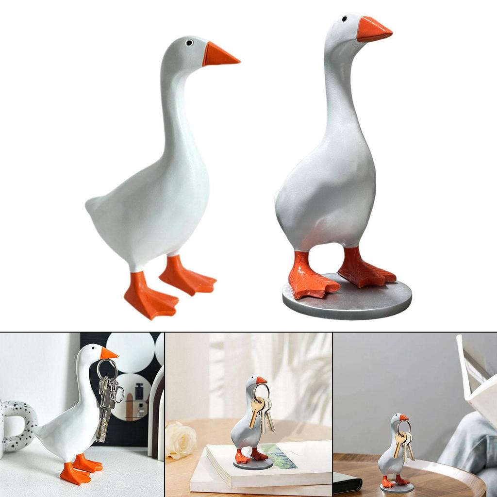 Magnetic Goose Key Holder Home Decoration Decorative Cute Accessories Resin Funny Goose Figurine for Key Storage Desk Office