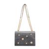 Women's Dark Green Velvet Crossbody Bag, Sunburst Stud Square Shoulder Bag with Gold Chain Strap