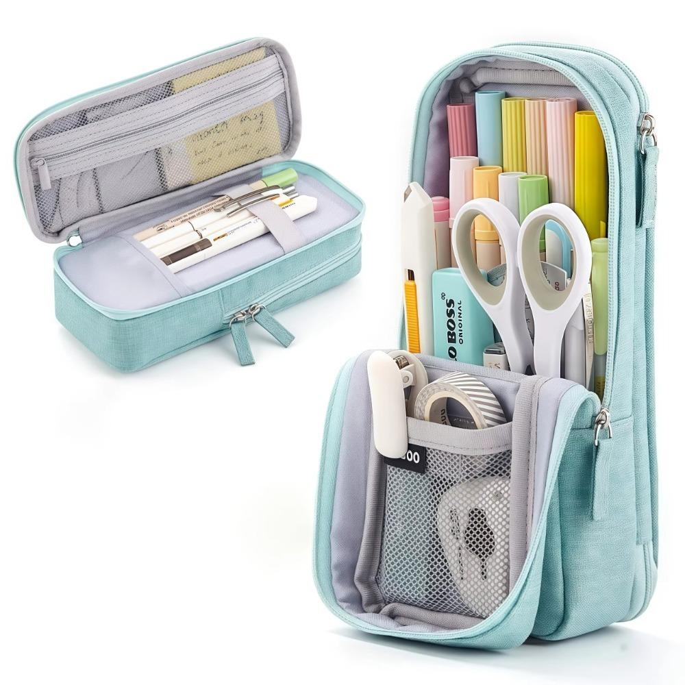 Double-layer Pen Bag Foldable Pencil Pouch New Pencil Case  School Office
