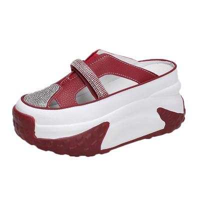 Fashion 7CM Bling Shoes Thick Sole Slides Women Chunky Sneakers Platform Wedge Breathable Slippers Comfortable Hollow Summer Shoes