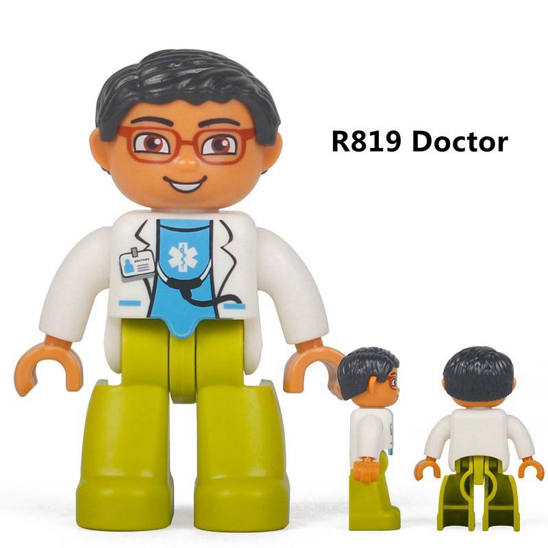 Duplo Action Figures Family Member Police Doctor Big Size Building Blocks Diy Education Kids Toys