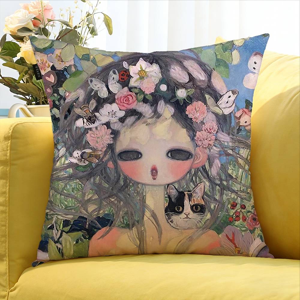 AAya TTakano Art World Various Sizes Square Pillow Case For Car Home Bedchamber Decor