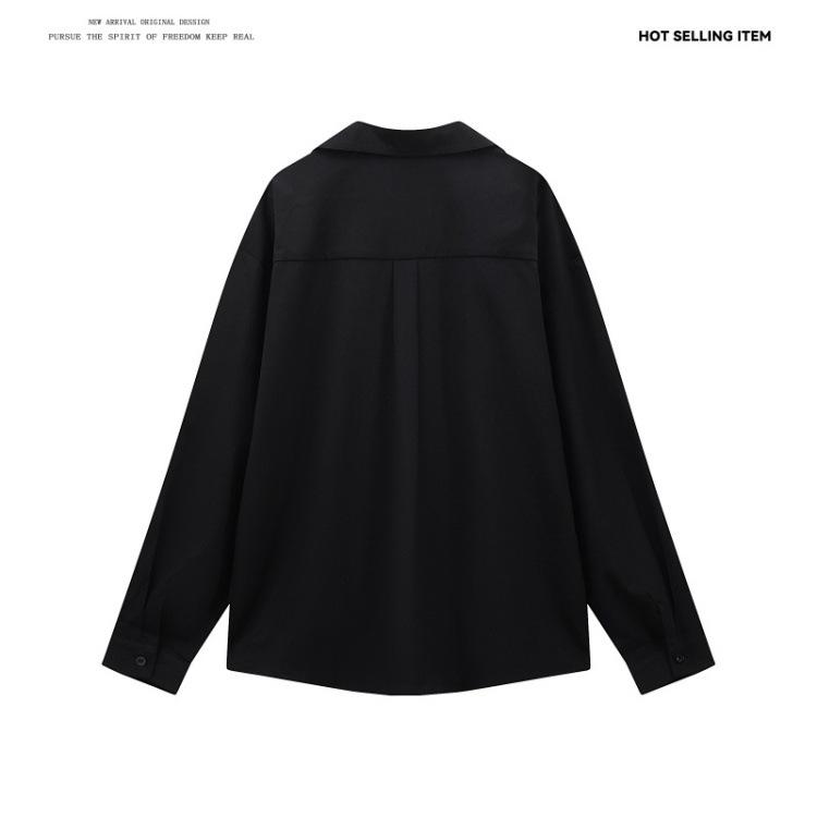 Autumn Men'S Solid Color Long Sleeve Shirt Fashion Fake Two-Piece V-Neck Shirt Design Top