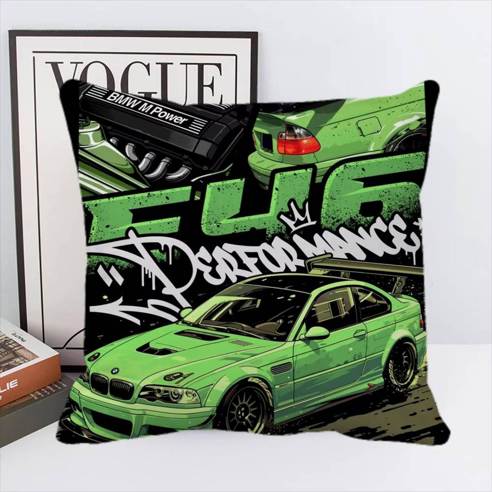 Blue Miata Supra Car E36 Luxury Super Car Pillow Case Square Pillow Bedroom Sofa Leisure Comfort Cushion Home Decoration