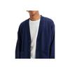 Levis Solid Color V-Neck Single-Breasted Long Sleeve Knit Sweater Men Sweater Dark-Blue A6884-0003