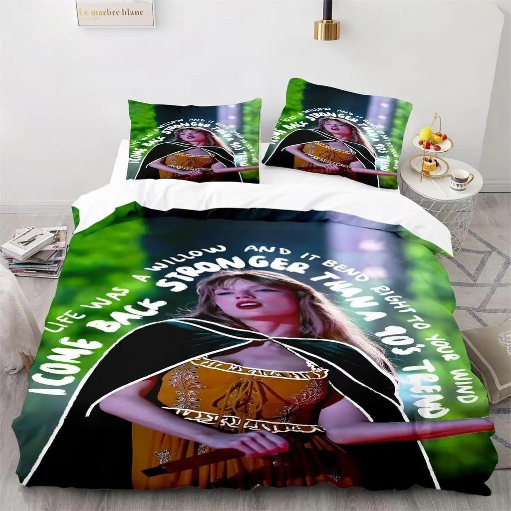 Female Singer 3D Printed Comfortable Quilt Cover Single T-Swift Bedrom Bed Beding Set Featuring Ziper Plus Pilowcase for Children Kids Adult Peoples