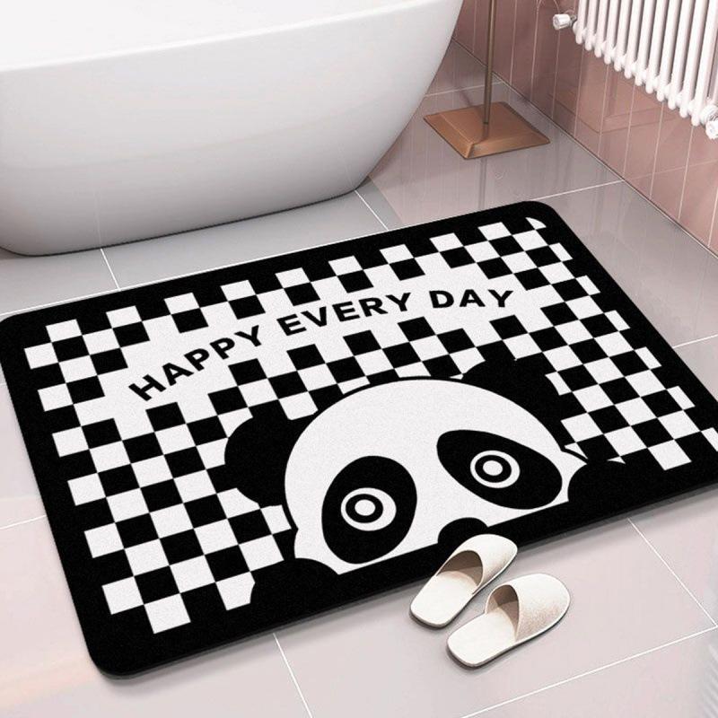 Cartoon Panda Diatom Mud Mat Bathroom Quick Drying Absorbent Non-slip Foot Mat Toilet Door Cushion Easy To Clean