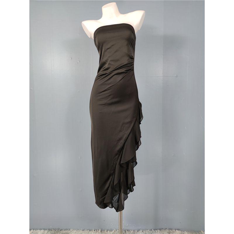 Foreign Trade Lu Lady Simple and Beautiful Wrap-around Gyaru Temperament Fashion Elegant Frill Split White Dress