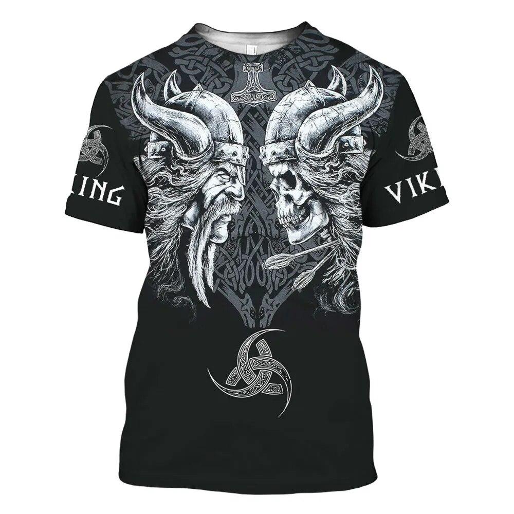 Viking Symbol Printing T-shirt Men's Summer Short-sleeved Harajuku Shirt Hip-hop Men Women Fashion T-shirt