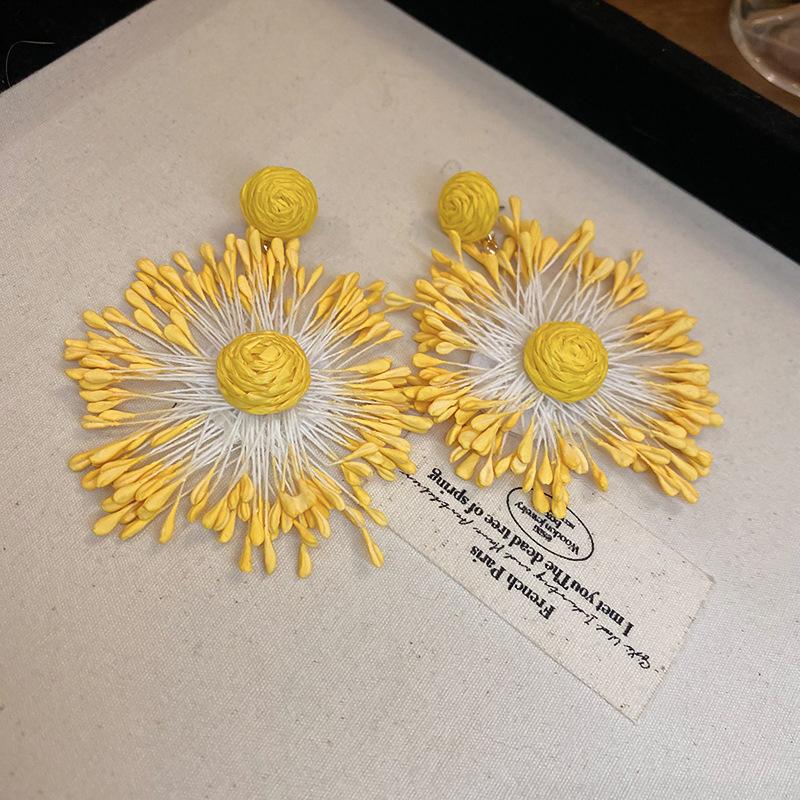 Super fairy pink flower love fringed earrings versatile temperament earrings light luxury earrings women
