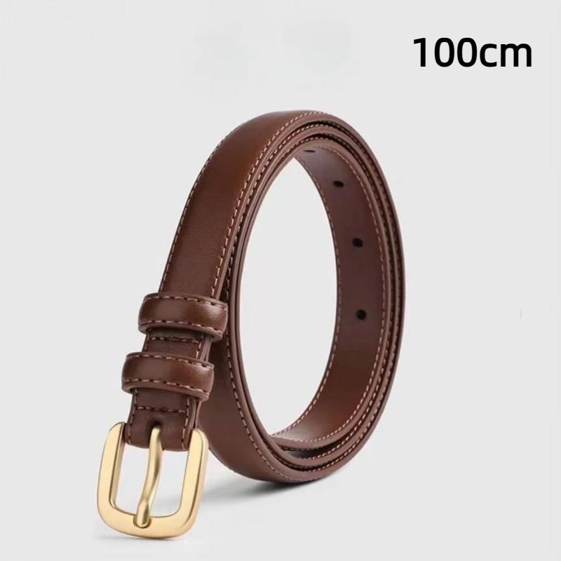 Women'S Belt With Fine Matching Western Pants 2Cm Wide Pu Leather Metal Buckle Belt Simple Versatile Decoration