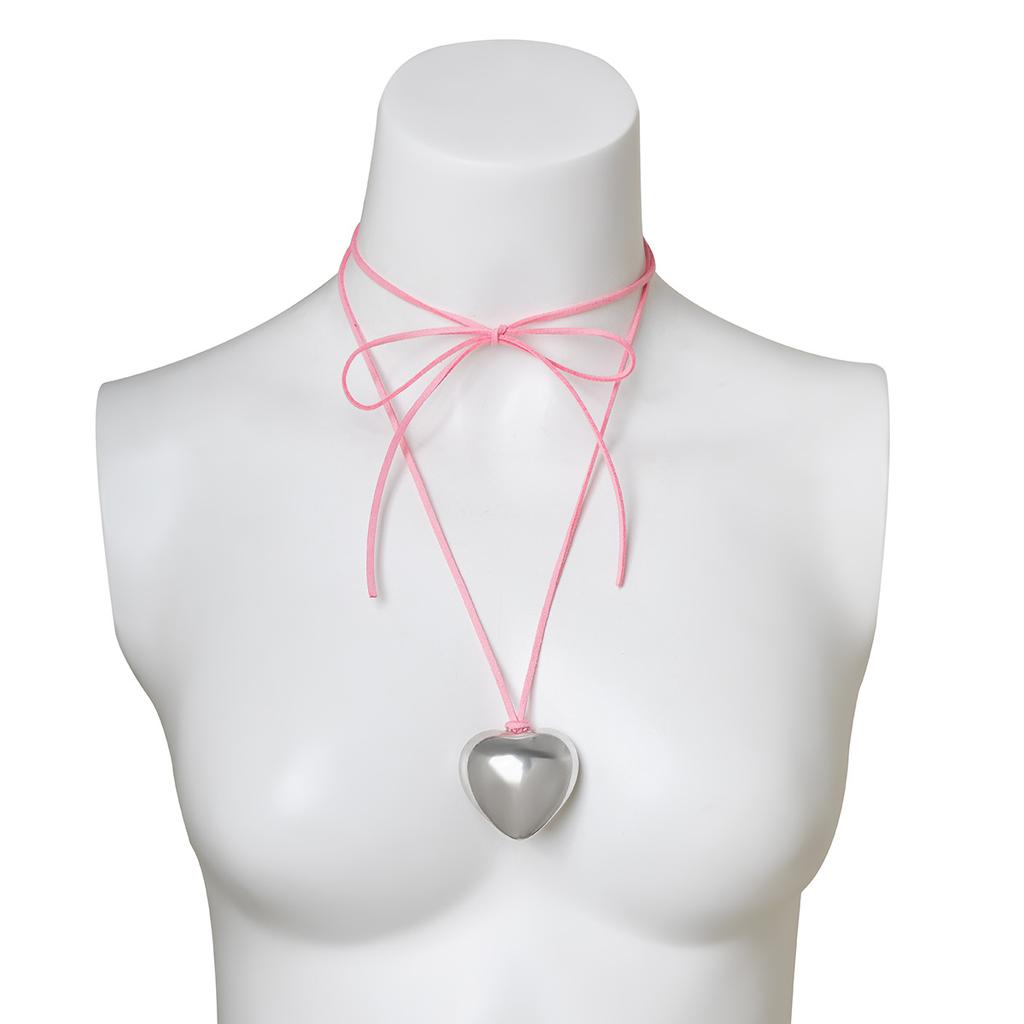 Pull-out adjustable wax thread necklace simple alloy big love pendant necklace