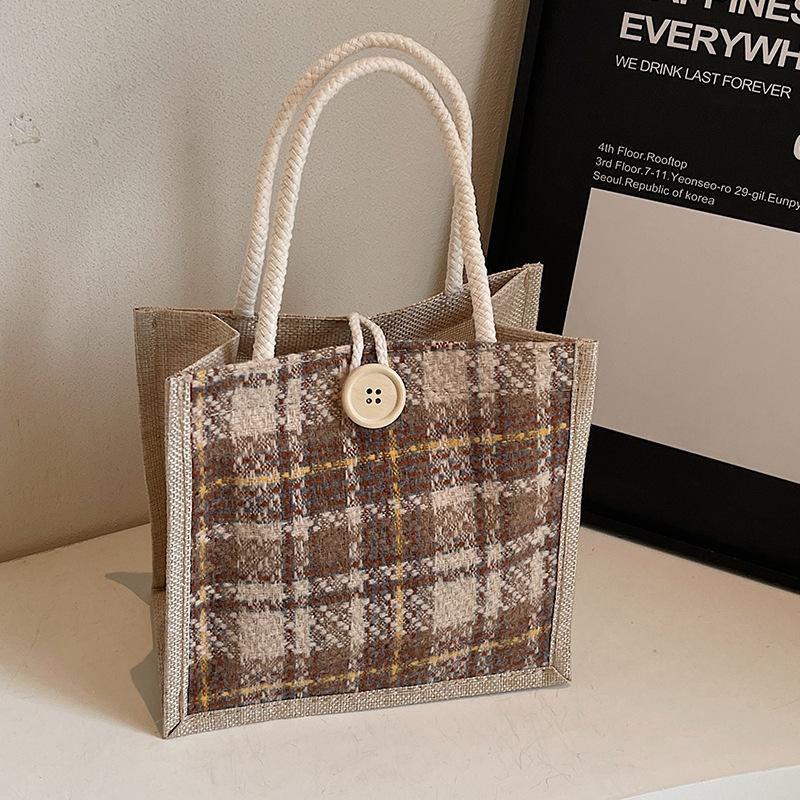 Portable Linen Bag for Work for Women Fashion Canvas Bag for Women Ins Fashionable Versatile One Shoulder Handbag