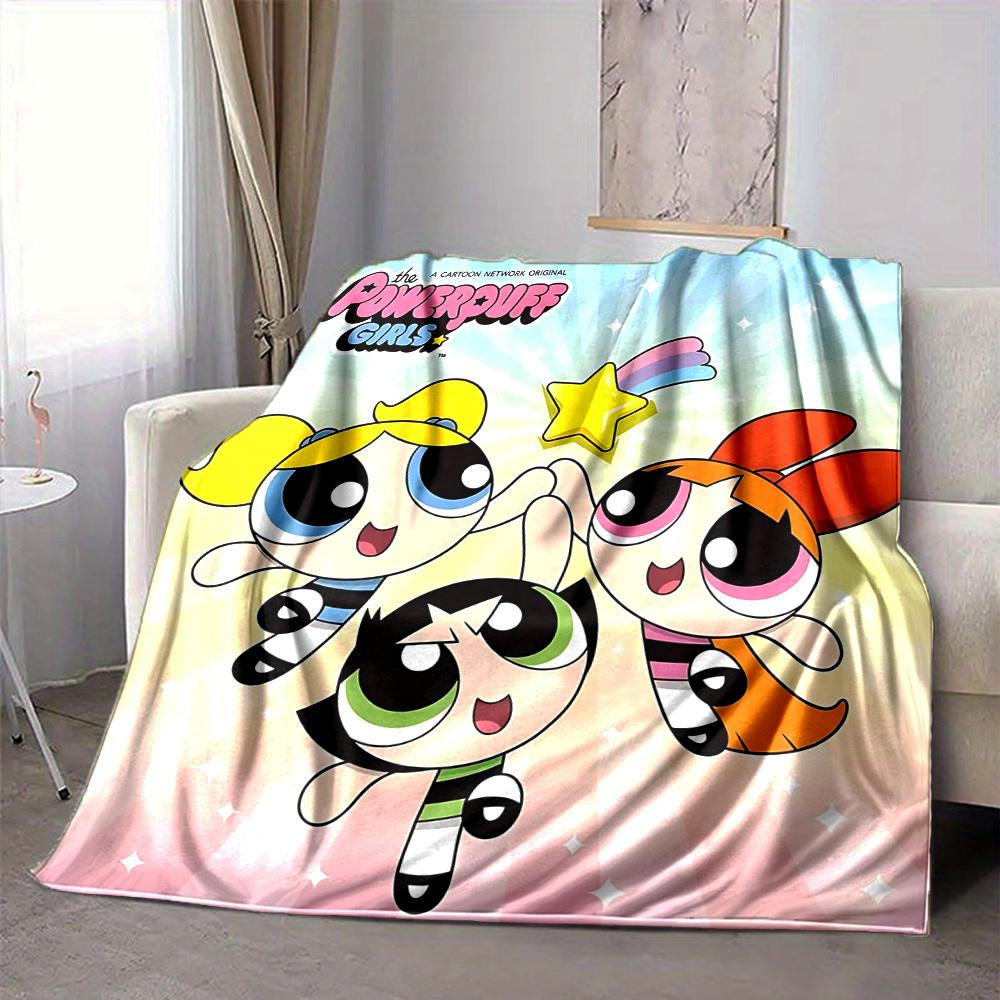1pc Powerpuff Girls Friendship Flannel Throw Blanket Lightweight Soft Warm All Season Blanket for Sofa, Bed, Travel,L1028129