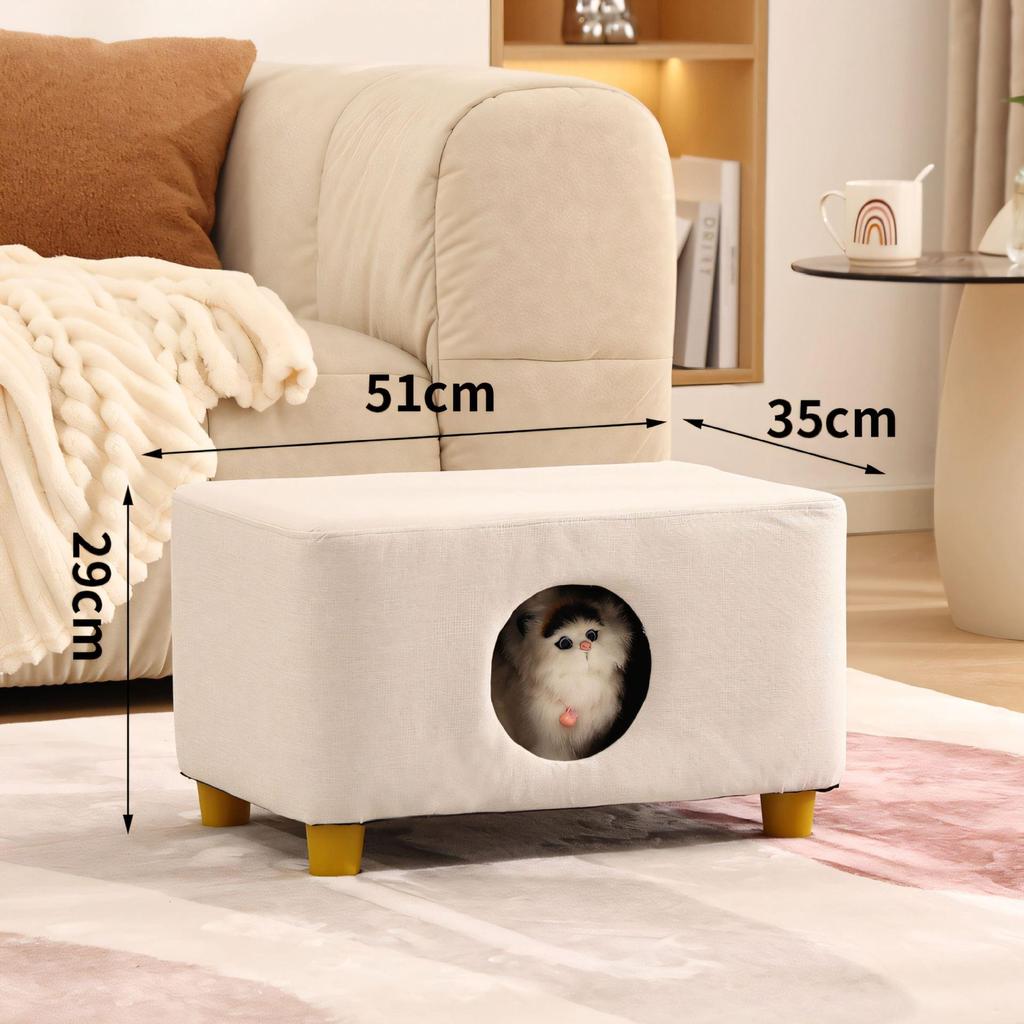 Solid Wood All-Season Cat Bed Stool: Warm Winter Semi-Enclosed Pet Bed for Kittens and Puppies