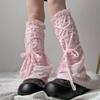 Ballet Dance Leg Warmers Summer Mesh Leg Warmers Flared Leg Sleeves Sweet Bows Lace Up Legwarmers Streetwear for Womens