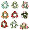 Artificial Rose Flower Candle Wreath Valentine's Day Candle Stand Rings for Pillars Wine Bottle Wedding Decoration