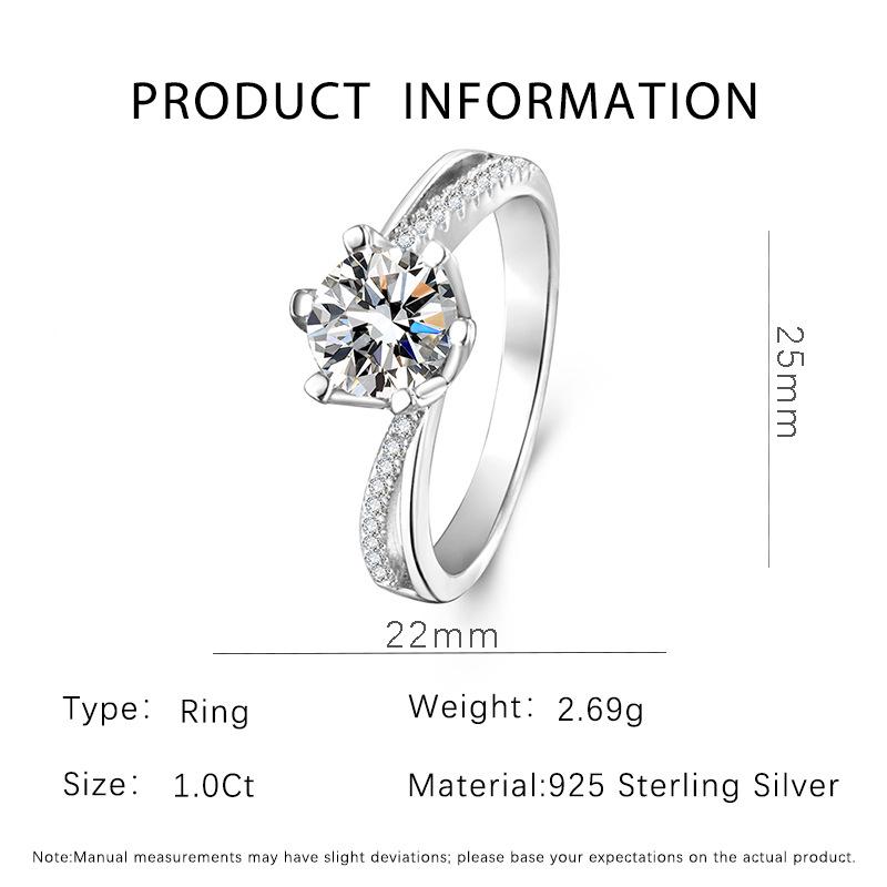 One Carat Twisted Cross Ring in S925 Sterling Silver - Women s Elegant Engagement Jewelry Size 8
