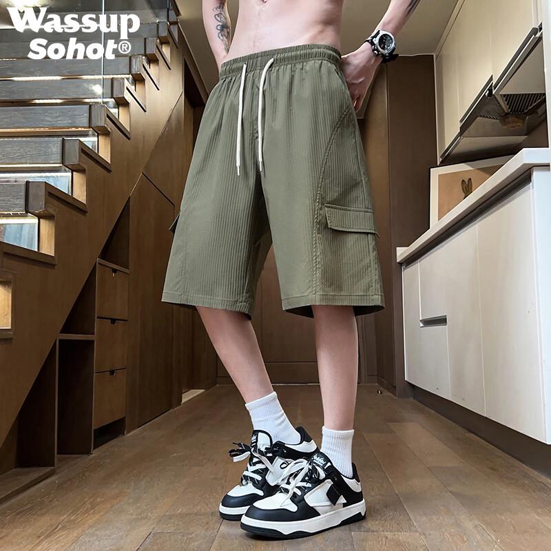 Wassup Sohot Men s Breathable Loose Cargo Shorts M