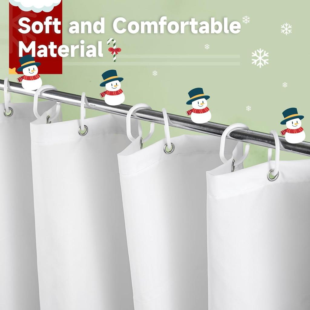 Christmas Shower Curtain, Holly Xmas New Year Holiday Winter Decor Bathroom Curtain Set Waterproof Polyester Fabric With Hooks