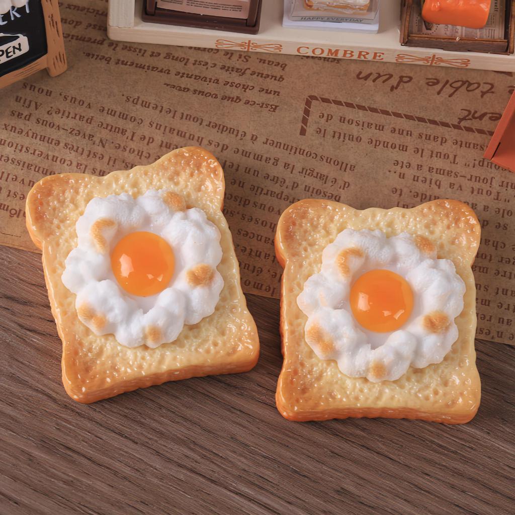 Large Fried Egg Bread Miniature Toy Magnet Pendant