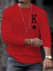 Manfinity Homme Men Poker Cards Printed Long Sleeve Red Tee, Fall
