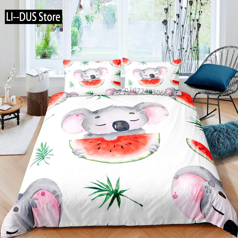 Watercolor Watermelon Duvet Cover Sets King Boys Girls Fruit Print Comforter Cover Sets 3PCS With 2 Pillowshames Bedroom Decor