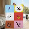 Cute Kpop Flannel Warm Comfort Soft Face Plush Throw Blanket for Living Room Office Bedroom Travel Gift BBTS